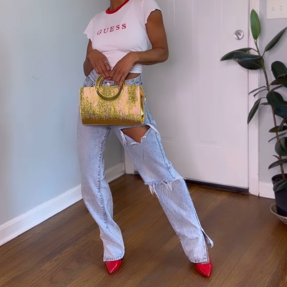 SHEIN metallic square bag